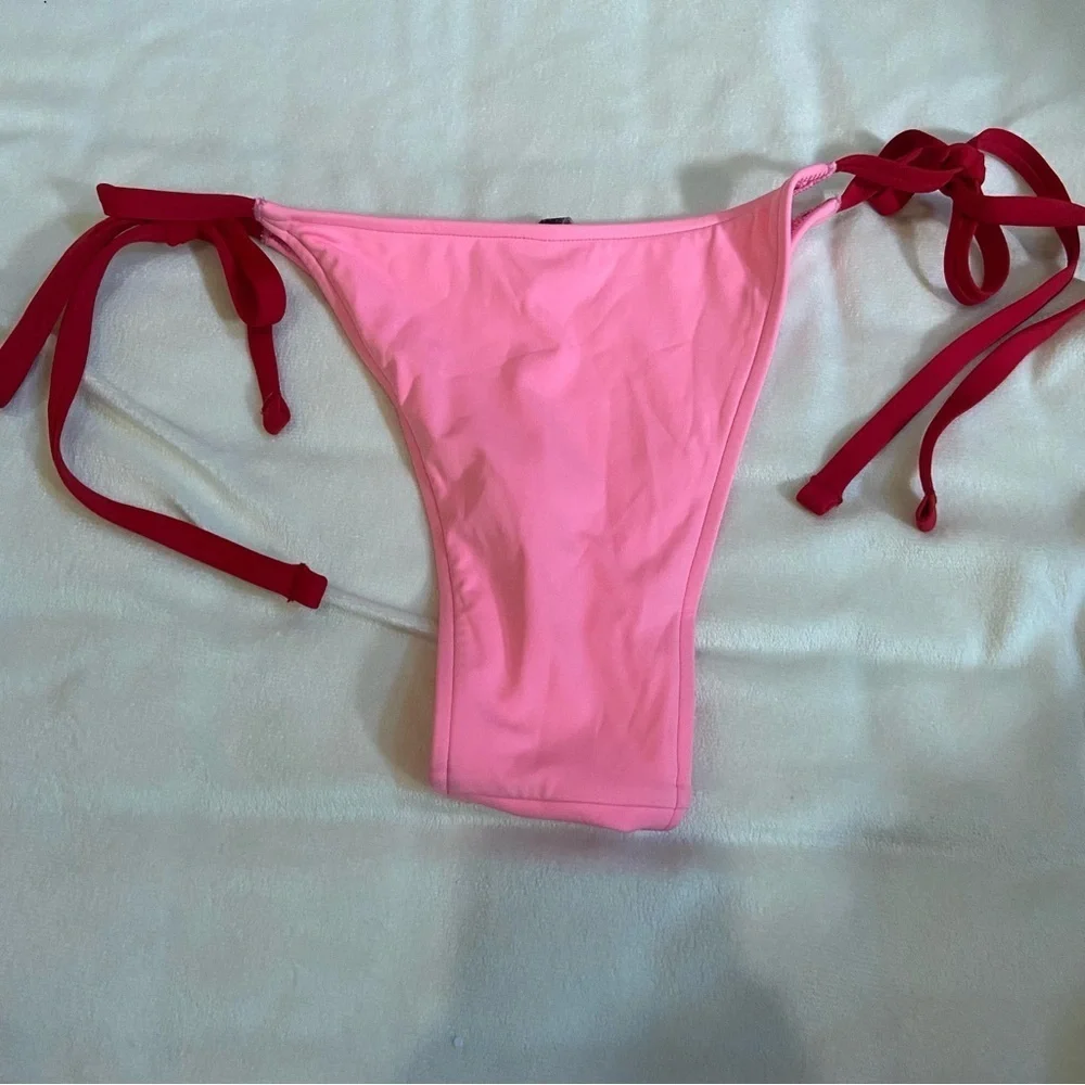 New! Frankie's Bikinis x Pink rosemary Tie Bikini Bottom 1524